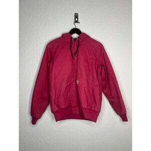 Carhartt Womens Pink Canvas Active Jacket Quilted Lined Hooded Work Coat S 4/6